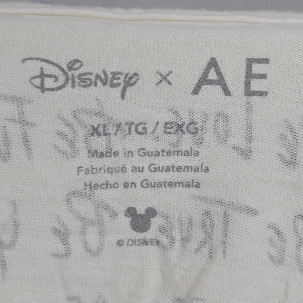 American Eagle Disney Mickey Mouse‎ Graphic Ringer Tee Cream Blue XL